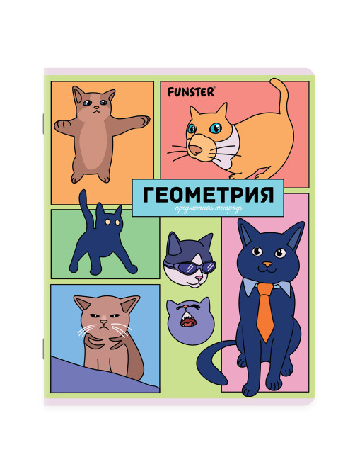 Тетради предметные, КОМПЛЕКТ 12 ПРЕДМЕТОВ, 48 л., TWIN-лак, FUNSTER (ФАНСТЕР), МЕМНЫЕ КОТЫ, 405604