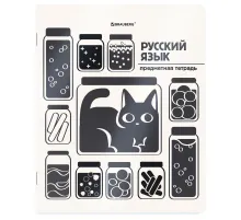 Тетрадь предметная КОТ-НЕПОСЕДА 48 л., пластиковая обложка, РУССКИЙ ЯЗЫК, линия, подсказ, BRAUBERG, 405536