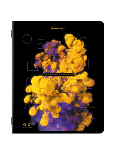 Тетрадь предметная PIGMENT 48 л., глянцевый УФ-лак, ОБЩЕСТВОЗНАНИЕ, клетка, подсказ, BRAUBERG, 404759