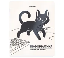 Тетрадь предметная КОТ-НЕПОСЕДА 48 л., пластиковая обложка, ИНФОРМАТИКА, клетка, подсказ, BRAUBERG, 405533