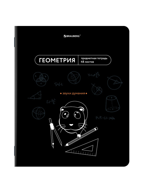 Тетрадь предметная МЕМЫ 48 л., TWIN-лак, ГЕОМЕТРИЯ, клетка, подсказки, BRAUBERG, 405101