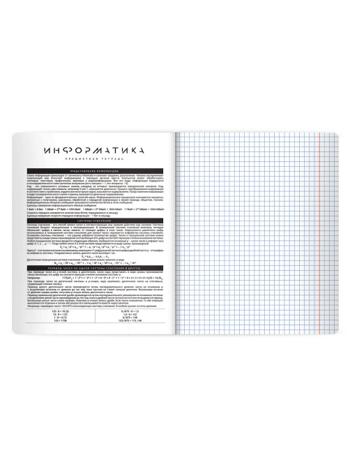 Тетрадь предметная BLACK MODE 48 л., пластиковая обложка, ИНФОРМАТИКА, клетка, подсказ, BRAUBERG, 405520