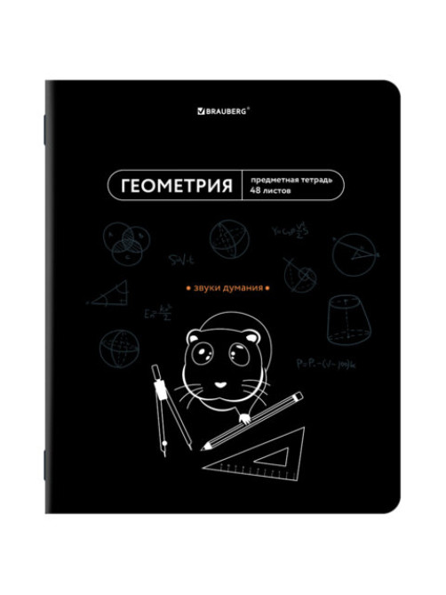 Тетрадь предметная МЕМЫ 48 л., TWIN-лак, ГЕОМЕТРИЯ, клетка, подсказки, BRAUBERG, 405101