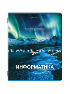 Тетрадь предметная КЛАССИКА ПРИРОДА 48 л., обложка картон, ИНФОРМАТИКА, клетка, подсказ, BRAUBERG, 405088
