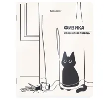Тетрадь предметная КОТ-НЕПОСЕДА 48 л., пластиковая обложка, ФИЗИКА, клетка, подсказ, BRAUBERG, 405537