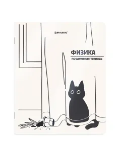 Тетрадь предметная КОТ-НЕПОСЕДА 48 л., пластиковая обложка, ФИЗИКА, клетка, подсказ, BRAUBERG, 405537