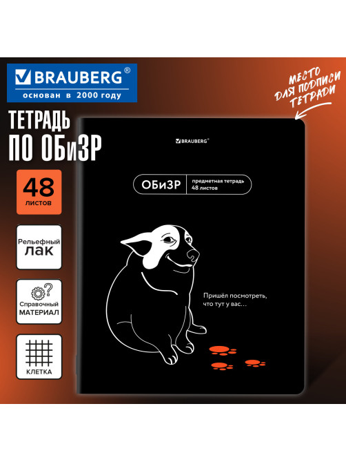 Тетрадь предметная МЕМЫ 48 л., TWIN-лак, ОБиЗР, клетка, подсказки, BRAUBERG, 405108