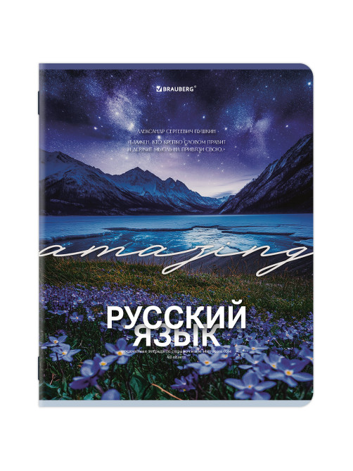 Тетрадь предметная КЛАССИКА ПРИРОДА 48 л., обложка картон, РУССКИЙ ЯЗЫК, линия, подсказ, BRAUBERG, 405091