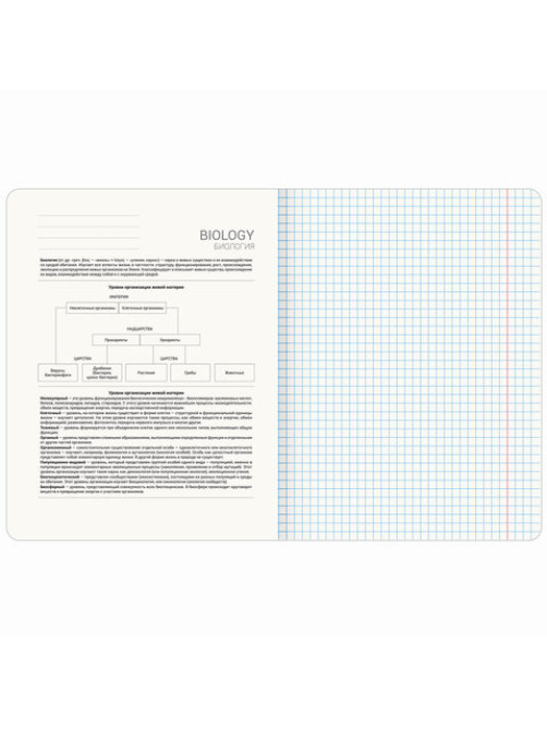 Тетрадь предметная VINTAGE 48 л., SoftTouch, БИОЛОГИЯ, клетка, подсказ, BRAUBERG, 405151