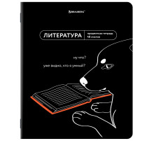 Тетрадь предметная МЕМЫ 48 л., TWIN-лак, ЛИТЕРАТУРА, линия, подсказки, BRAUBERG, 405104