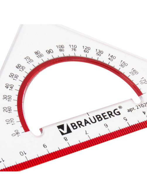Треугольник пластиковый, угол 45, 13 см, BRAUBERG 