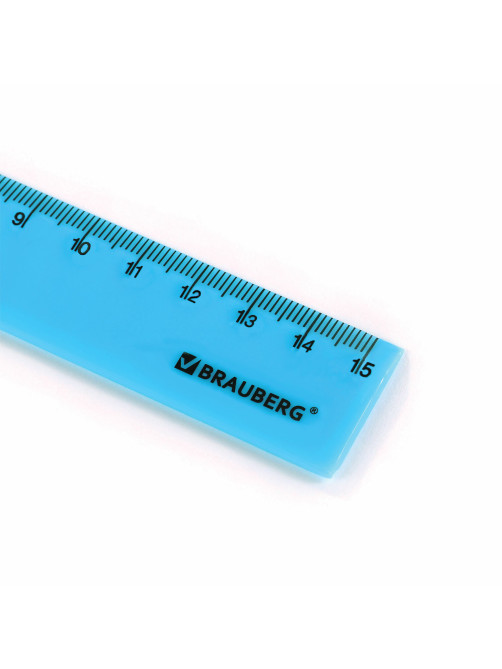 Линейка пластиковая 15 см, BRAUBERG 