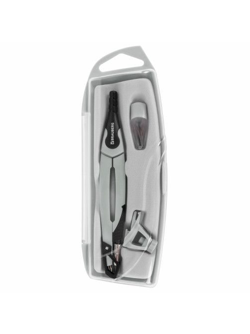 Готовальня BRAUBERG ULTRA, 4 предмета: циркуль 135 мм, запасные грифели, насадка, графитовый цвет, 210821