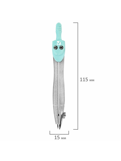 Готовальня BRAUBERG SCHOOL KIT, 8 предметов, циркуль 115 мм, чертежные принадлежности, мятный цвет, 210705