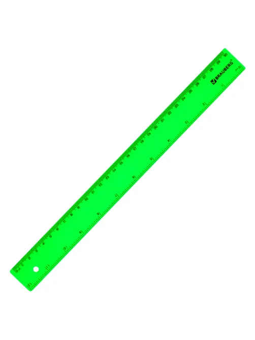 Линейка пластиковая 30 см, BRAUBERG, неоновая, ассорти, 210839