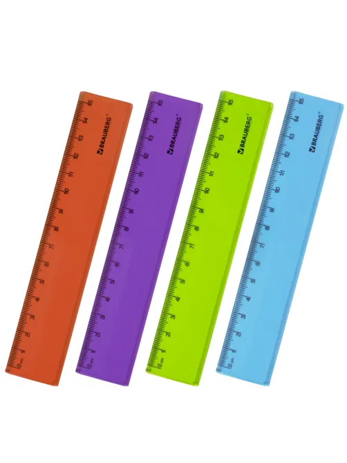 Линейка пластиковая 15 см BRAUBERG 