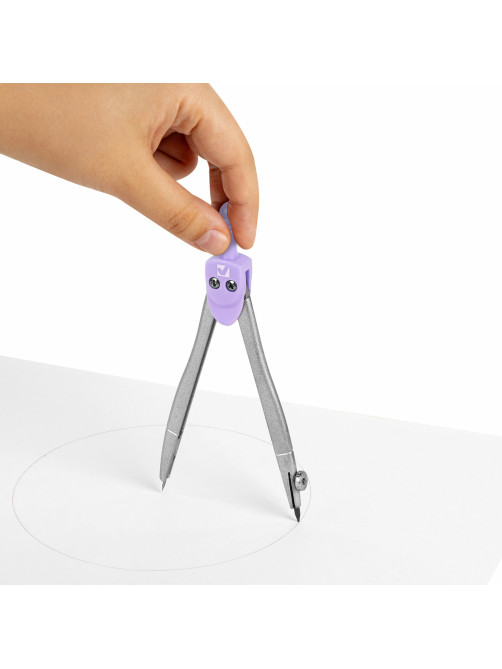 Готовальня BRAUBERG SCHOOL KIT, 11 предметов, циркуль 115 мм, циркуль 125 мм, чертежные принадлежности, лавандовый цвет, 210714
