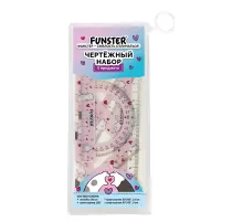 Набор чертежный FUNSTER (ФАНСТЕР), линейка 20 см, 2 треугольник, транспортир, 