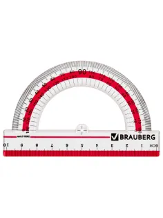 Транспортир 10 см, 180 градусов, пластиковый, BRAUBERG 