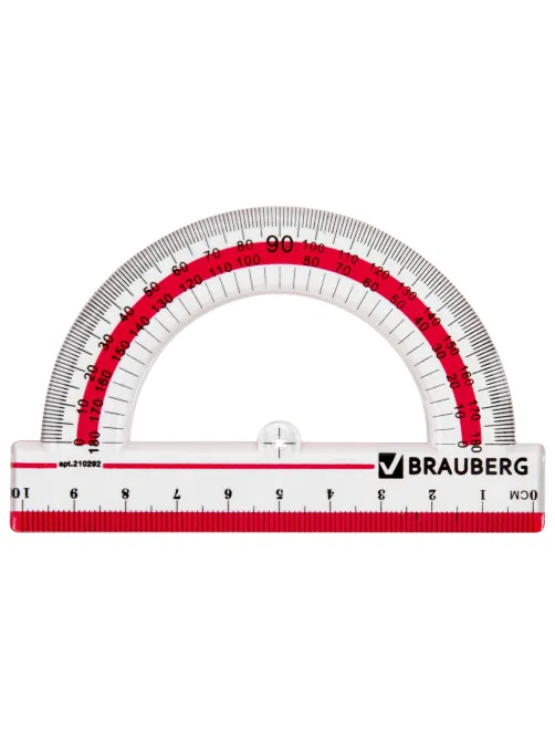 Транспортир 10 см, 180 градусов, пластиковый, BRAUBERG 