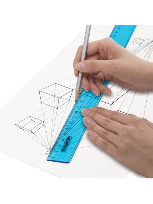 Линейка пластиковая 30 см, ПИФАГОР, прозрачная, неоновая, ассорти, 210609