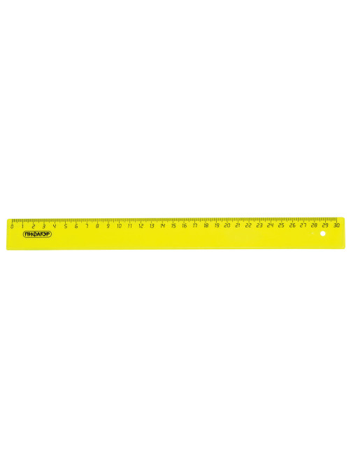 Линейка пластиковая 30 см, ПИФАГОР, прозрачная, неоновая, ассорти, 210609
