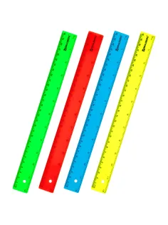 Линейка пластиковая 30 см, BRAUBERG, неоновая, ассорти, 210839