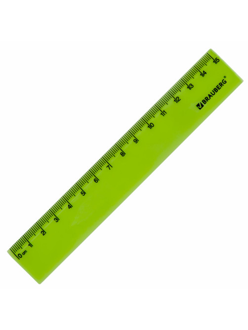 Линейка пластиковая 15 см, BRAUBERG 