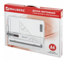 Доска чертежная А4, 370х295 мм, с рейсшиной и треугольником, BRAUBERG, 210535