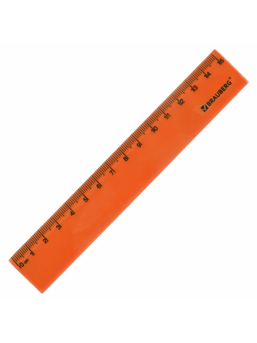 Линейка пластиковая 15 см, BRAUBERG 