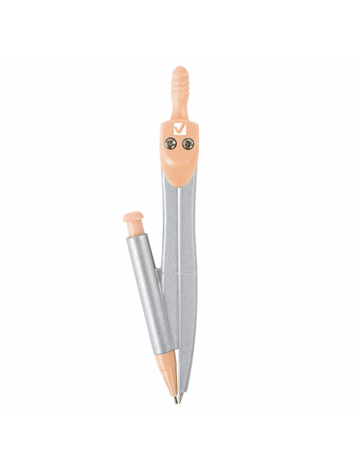 Готовальня BRAUBERG SCHOOL KIT, 9 предметов, циркуль 125 мм, чертежные принадлежности, персиковый цвет, 210715