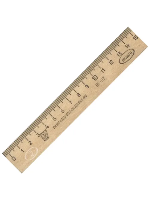 Линейка деревянная 15 см, ЛП-150, МОЖГА, С03