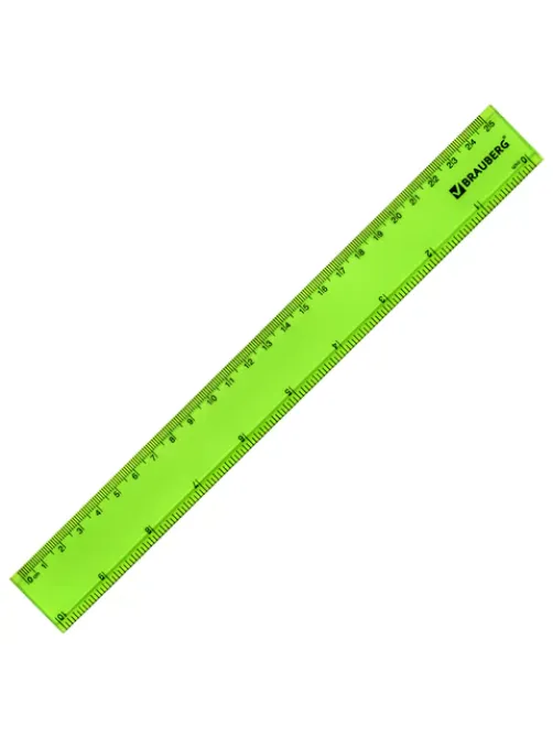 Линейка пластиковая 25 см, BRAUBERG, прозрачная, неоновая, ассорти, 210835