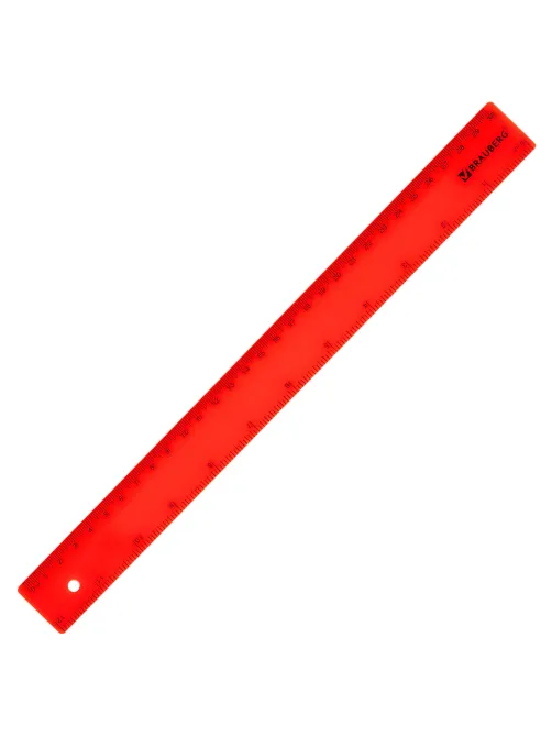 Линейка пластиковая 30 см, BRAUBERG, неоновая, ассорти, 210839