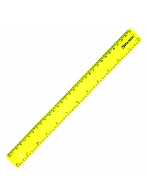 Линейка пластиковая 30 см, BRAUBERG, неоновая, ассорти, 210839