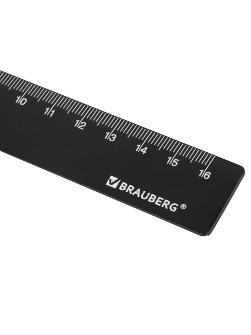 Линейка пластиковая 16 см, BRAUBERG, черная, 210828