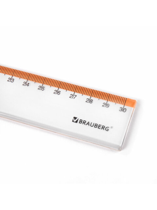 Линейка пластиковая 30 см BRAUBERG 