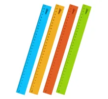 Линейка пластиковая 30 см ПИФАГОР, неоновая, ассорти, 210838