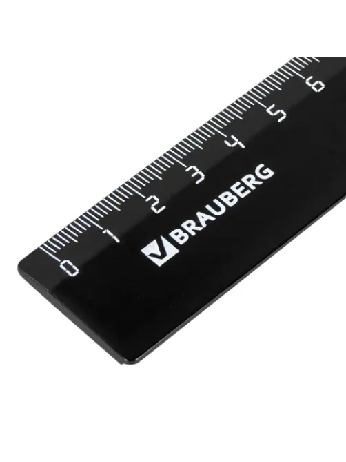 Линейка пластик 30 см, BRAUBERG, черная, 210612