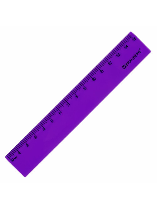 Линейка пластиковая 15 см, BRAUBERG 