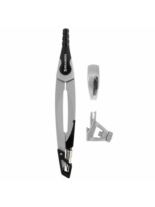 Готовальня BRAUBERG ULTRA, 4 предмета: циркуль 135 мм, запасные грифели, насадка, графитовый цвет, 210821