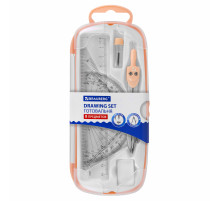 Готовальня BRAUBERG SCHOOL KIT, 8 предметов, циркуль 115 мм, чертежные принадлежности, персиковый цвет, 210704