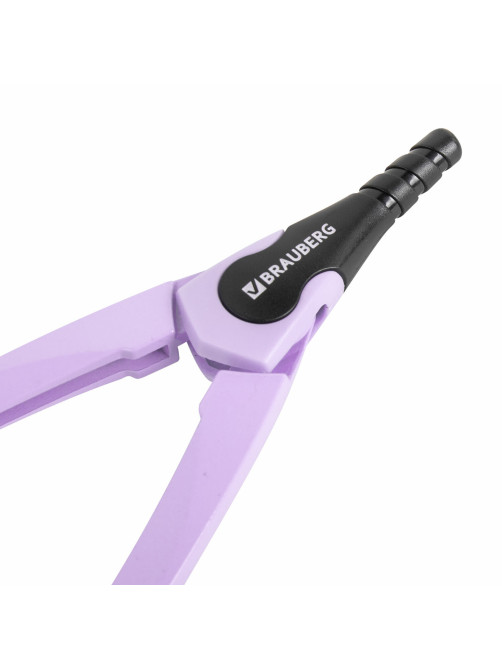 Готовальня BRAUBERG ULTRA, 4 предмета: циркуль 135 мм, запасной грифель, насадка, лавандовый цвет, 210823