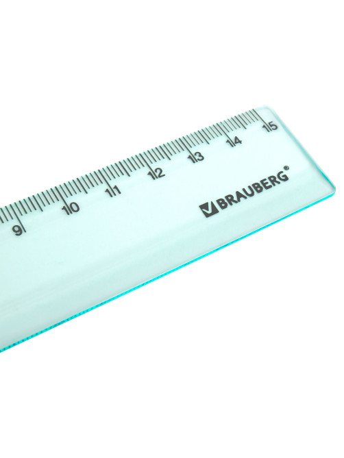 Линейка пластиковая 15 см BRAUBERG 