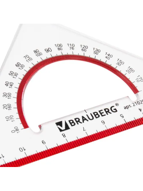 Треугольник пластиковый, угол 45, 13 см, BRAUBERG 