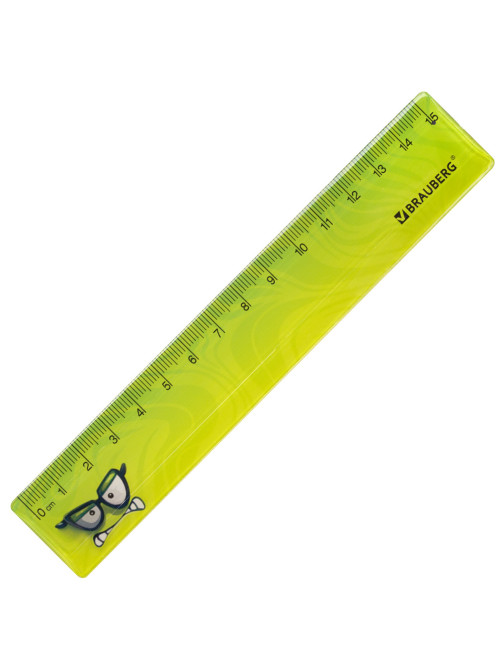 Линейка пластиковая 15 см BRAUBERG 