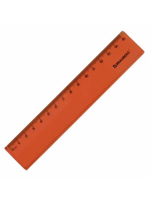 Линейка пластиковая 15 см BRAUBERG 