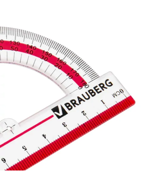 Транспортир 10 см, 180 градусов, пластиковый, BRAUBERG 
