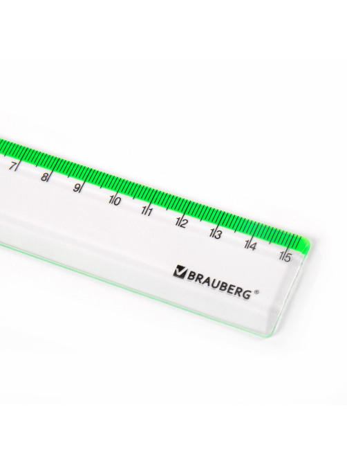 Линейка пластиковая 15 см BRAUBERG 