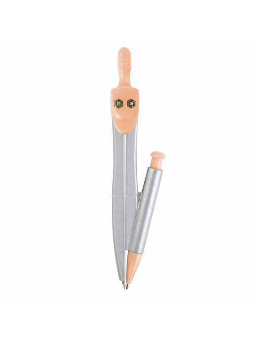 Готовальня BRAUBERG SCHOOL KIT, 9 предметов, циркуль 125 мм, чертежные принадлежности, персиковый цвет, 210715